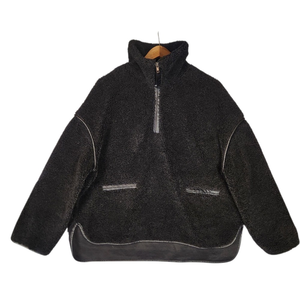 Tuckernuck Jacket Women's S Black Rhodes Shearling Quarter Zip Sherpa Oversized